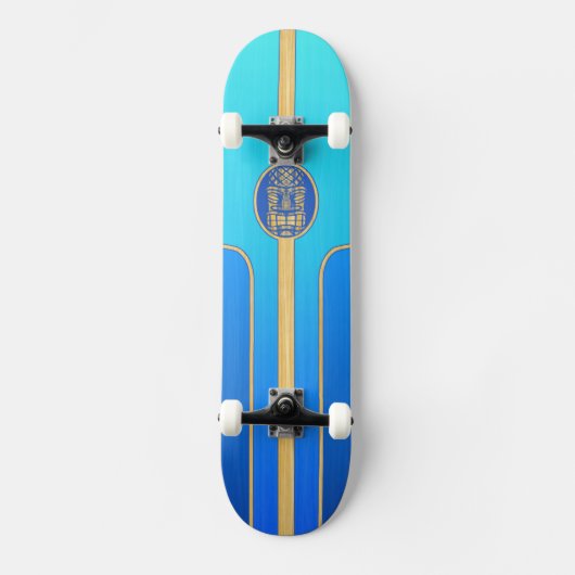 Tikiの青いレトロのサーフボード スケートボード (正面)