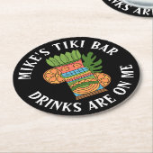 TIKIバー名の追加 ラウンドペーパーコースター (アングル)