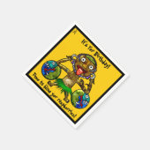 Tikiパーティーおもしろいデザインオンイエロー(パーソナライズされた) スタンダードカクテルナプキン (角)