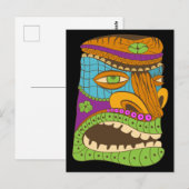 Tikiヘカラフルッド、エキゾチックな気分で、黒 ポストカード (正面/裏面)