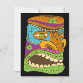 Tikiヘカラフルッド、エキゾチックな気分で、黒 ポストカード