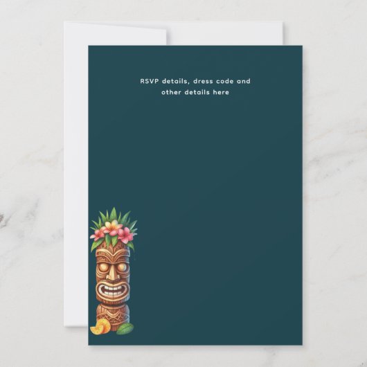 TIKI誕生日熱帯ルアウ（ハワイ式宴会）ハワイアンパーティー 招待状 (裏面)