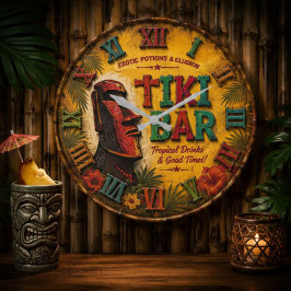 Tiki Bar Vintage Island Cocktail Lounge ラージ壁時計