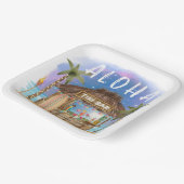 Tiki Beach Bar Tropical Aloha Surf & Sea ペーパープレート (傾斜あり)