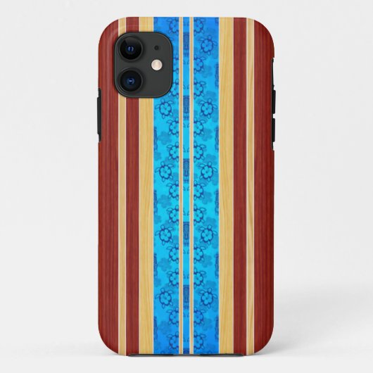 Tiki Hawiianの模造のな木製のサーフボード Case-Mate iPhoneケース (裏面)