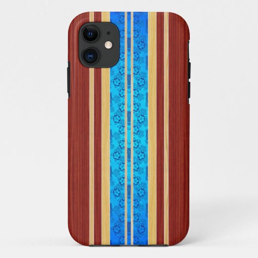Tiki Hawiianの模造のな木製のサーフボード Case-Mate iPhoneケース (裏面)