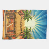 Tiki Hut Sunrise モノグラム オーダーメイド キッチンタオル (横)