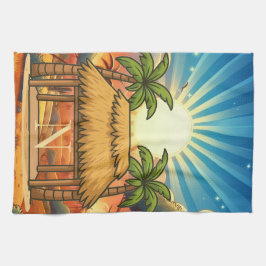 Tiki Hut Sunrise モノグラム オーダーメイド キッチンタオル