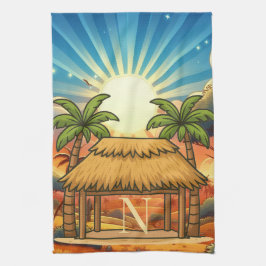 Tiki Hut Sunrise モノグラム オーダーメイド  キッチンタオル