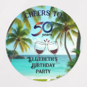 tiki luau tropical beach partyPaper Plate ラベル (デザイン1)