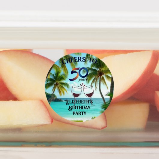 tiki luau tropical beach partyPaper Plate ラベル (貼付)