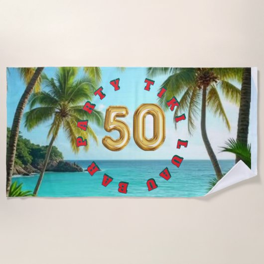 tiki luau tropical island beach  ビーチタオル (正面)