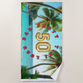 tiki luau tropical island beach  ビーチタオル (正面)