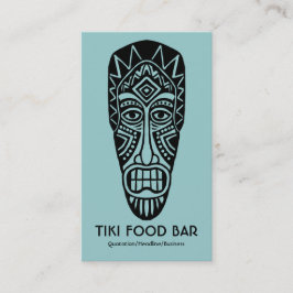 Tiki Mask - Lt Blue Green on White 名刺