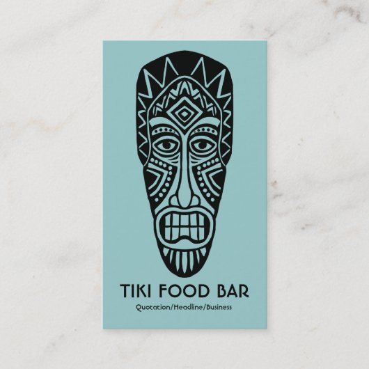 Tiki Mask - Lt Blue Green on White 名刺 (正面)