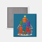 Tiki Mask Luau Christmas Tree Hawaiian Xmas Hat Ha マグネット (正面/裏面)