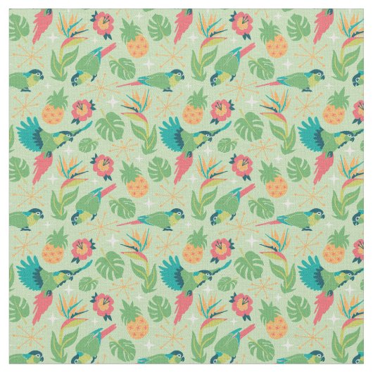 Tiki Parrot ファブリック (クローズアップ)