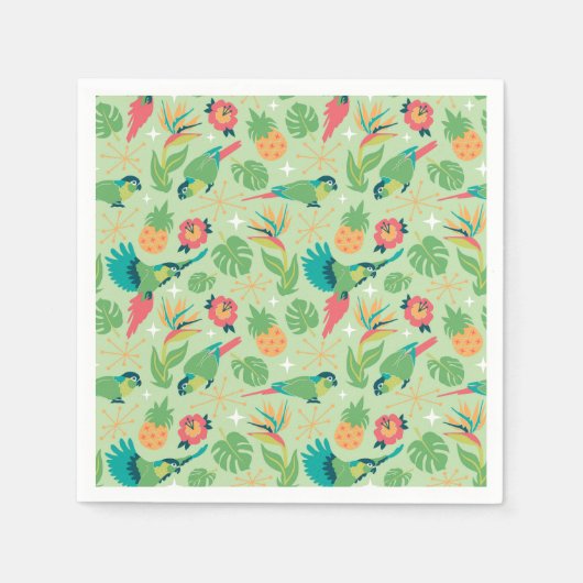 Tiki Parrot Cocktail Napkins スタンダードカクテルナプキン (正面)