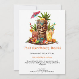 Tiki Party Birthday Invitation – Tropical Luau  招待状