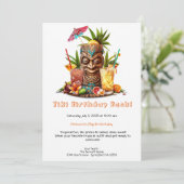 Tiki Party Birthday Invitation – Tropical Luau  招待状 (スタンド正面)