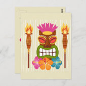 Tiki Statue, Torches and Hibiscus Flower  ポストカード (正面/裏面)