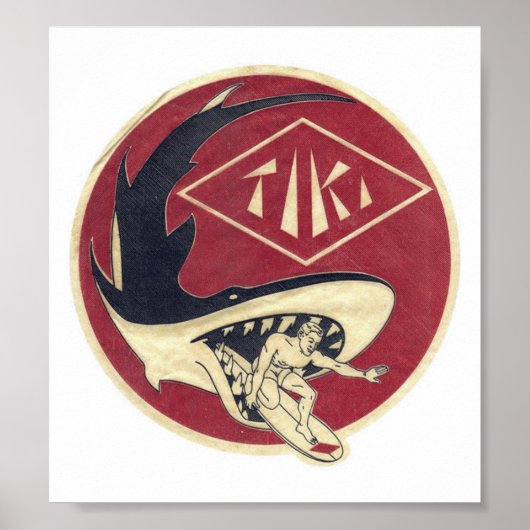 Tiki Surf Shop w/Surfer&Shark on a ポスター (正面)