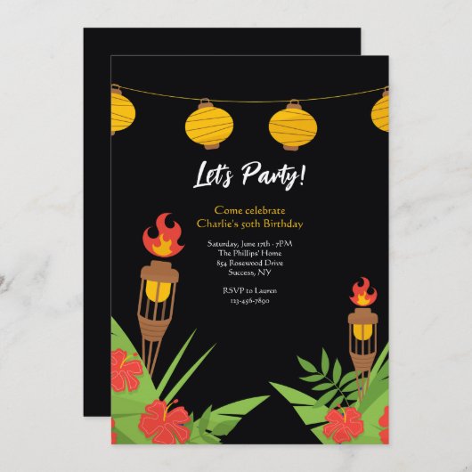 Tiki Torches 招待状 (正面/裏面)