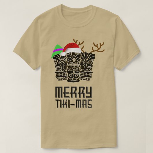 TikiMasメリークリスマス、サンタハットティキティー Tシャツ (デザイン正面)