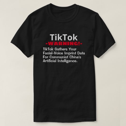 TikTokが顔と音声のデータを収集 Tシャツ (デザイン正面)