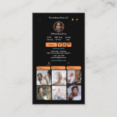 TikTokオレンジソーシャルメディアQRコード 名刺 (正面)