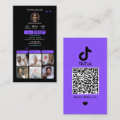 TikTokパープルソーシャルメディアQRコード 名刺 (正面/裏面)