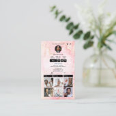 TikTokピンク大理石QRコードソーシャルメディア 名刺 (スタンド正面)