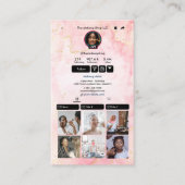 TikTokピンク大理石QRコードソーシャルメディア 名刺 (正面)