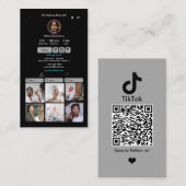 TikTok グレー ソーシャルメディア QRコード 名刺 (正面/裏面)