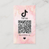 TikTok ピンク マーブル | QRコード ソーシャルメディア 名刺 (裏面)