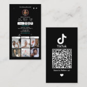 TikTok ブラック ソーシャルメディア QR コード 名刺 (正面/裏面)