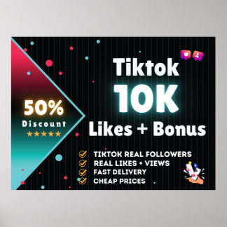 Tiktok 10Kいいね+ 100Kビューフリー ポスター