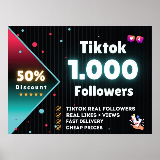 Tiktok 1.000フォロワー | Tiktokフ買ロ信者 ポスター (正面)