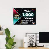Tiktok 1.000フォロワー | Tiktokフ買ロ信者 ポスター (ホームオフィス)