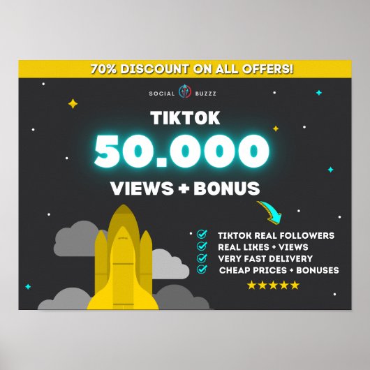 Tiktok 50Kビュー+ 10Kいいね |ティクトッ買クフォロア ポスター (正面)