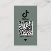 TikTok Sage Green ソーシャルメディアQRコード 名刺 (裏面)
