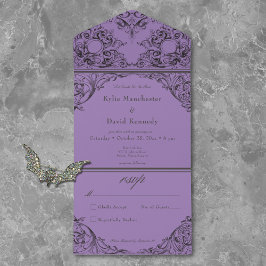 Tilビクトリアン Death Black Purple'結婚 No Dinner オールインワン招待状
