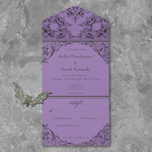 Tilビクトリアン Death Black Purple'結婚 No Dinner オールインワン招待状