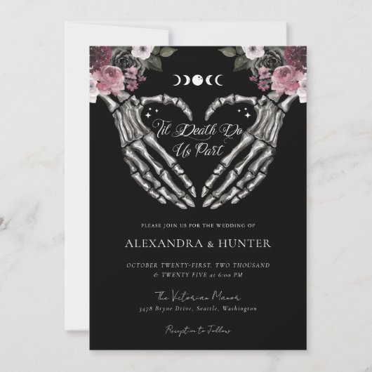 Til死の水の色のスケルトン手ゴシック結婚ズ 招待状 (正面)