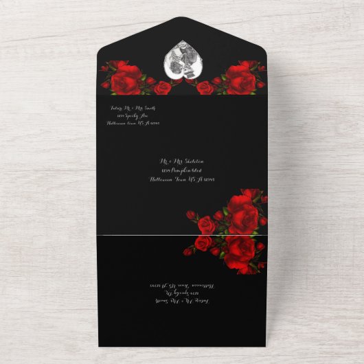 Til' Deathは私たちすべてを1つの結婚式の招待に分ける オールインワン招待状 (外側)