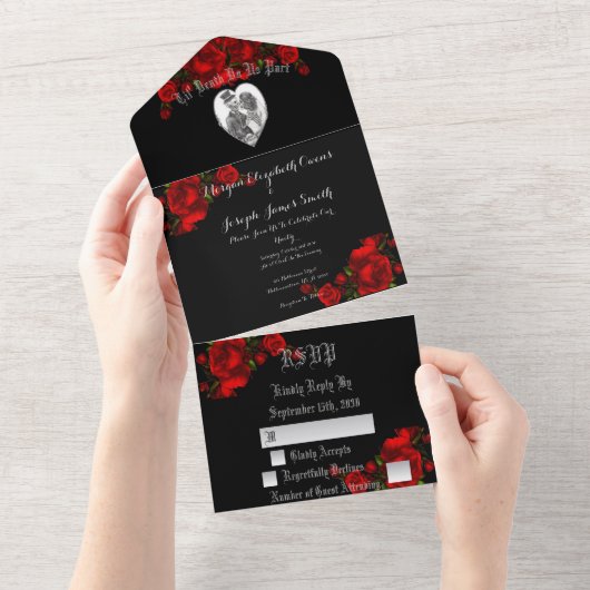 Til' Deathは私たちすべてを1つの結婚式の招待に分ける オールインワン招待状 (貼ってはがせる)