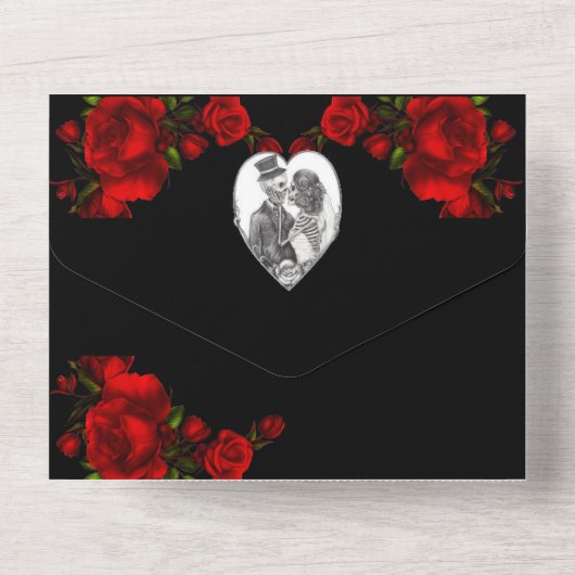 Til' Deathは私たちすべてを1つの結婚式の招待に分ける オールインワン招待状 (裏面)