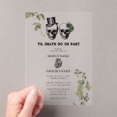 Til Deathゴシックハートフローラ結婚スカル アクリル招待状 (インサイチュ (ポータブル))