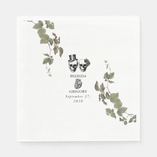 Til Deathゴシックハートフローラ結婚スカル スタンダードランチョンナプキン (正面)