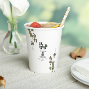 Til Deathゴシックハートフローラ結婚スカル 紙コップ